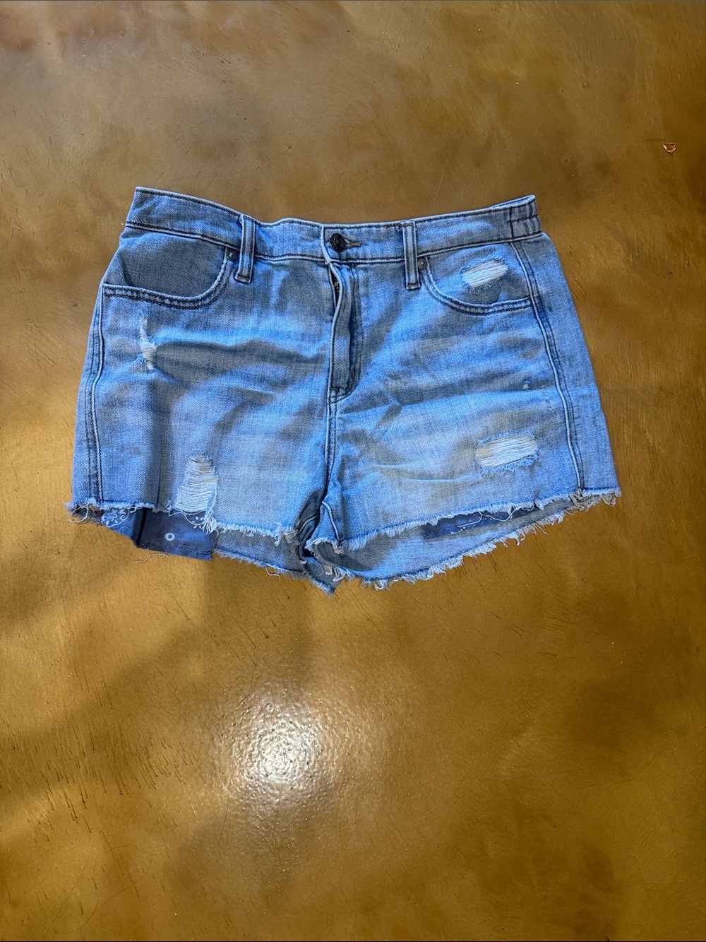 aerie Light Blue Distressed Denim Shorts. Soft light weight.